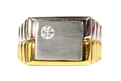 Lot 451 - A gentlemen's 18ct two colour gold diamond set ring