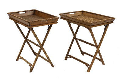 Lot 942 - A pair of Regency-style faux bamboo side tables