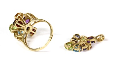 Lot 291 - A 9ct gold assorted gemstone and diamond ring