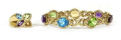 Lot 294 - A 9ct gold assorted gemstone and diamond bracelet