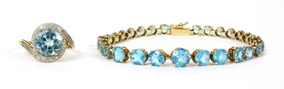 Lot 254 - A 9ct gold blue topaz bracelet