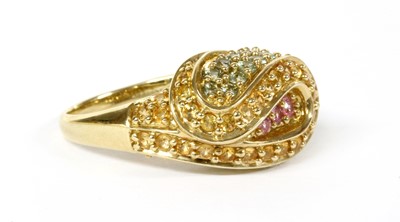 Lot 236 - A 9ct gold varicoloured sapphire ring
