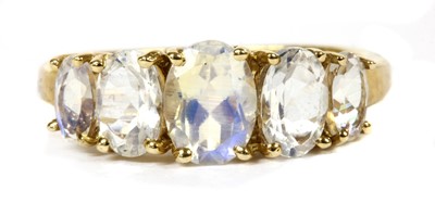 Lot 339 - A 9ct gold five stone moonstone ring