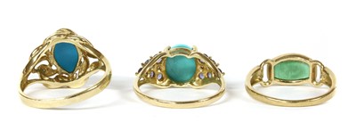 Lot 369 - A 9ct gold turquoise, tanzanite and diamond ring