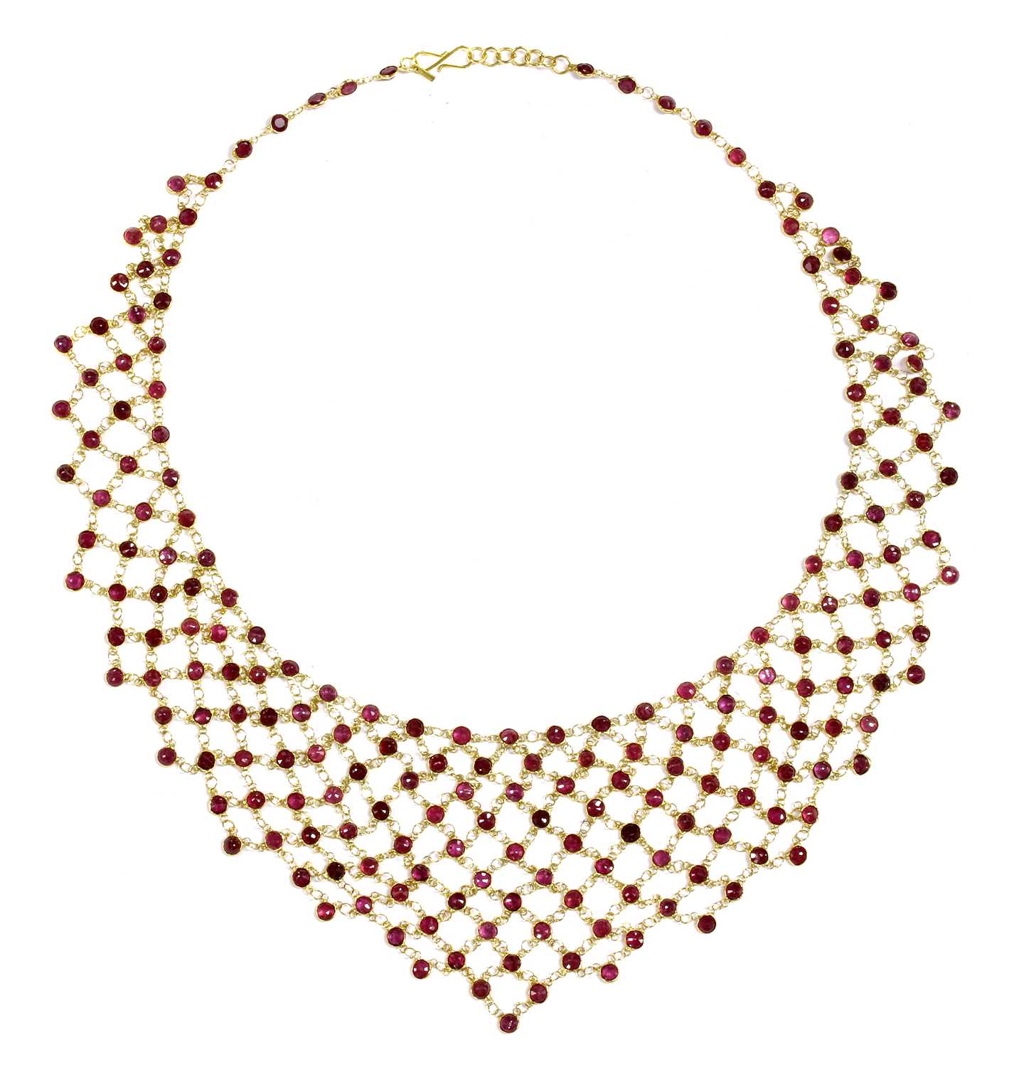Lot 112 - A gold ruby bib-style necklace