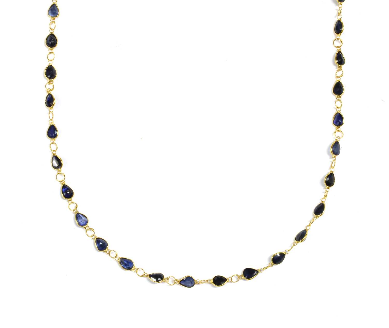 Lot 148 - A gold sapphire rivière necklace