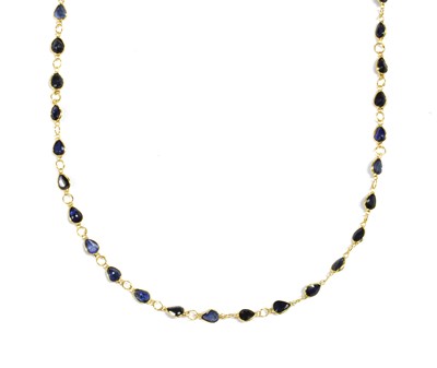 Lot 148 - A gold sapphire rivière necklace