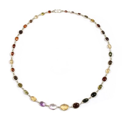 Lot 358 - A silver assorted gemstone rivière necklace