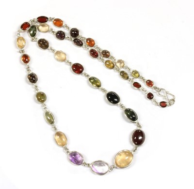 Lot 358 - A silver assorted gemstone rivière necklace
