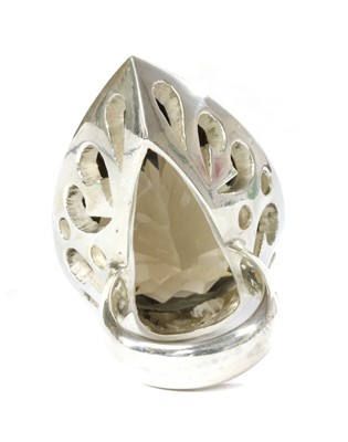 Lot 181 - A large silver single stone smoky quartz ring