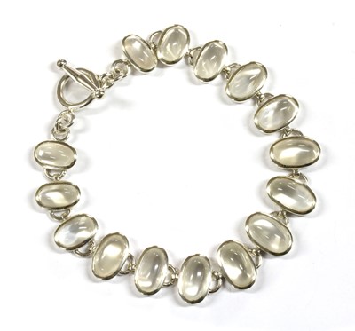 Lot 338 - A sterling silver moonstone bracelet