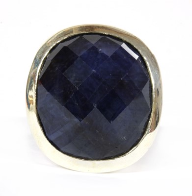 Lot 151 - A sterling silver single stone sapphire ring