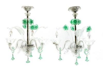 Lot 313 - A pair of Murano glass chandeliers