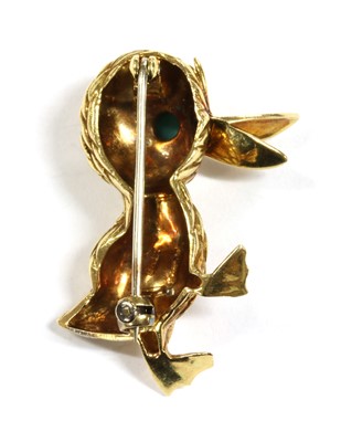 Lot 18 - An 18ct gold turquoise and diamond duck brooch, c.1970