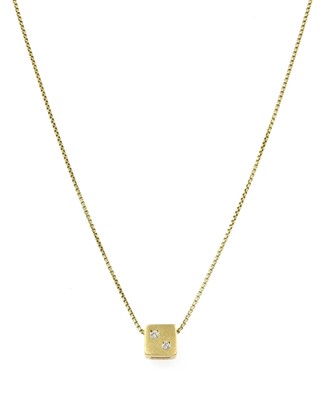 Lot 154 - An 18ct gold diamond set 'cube' style pendant