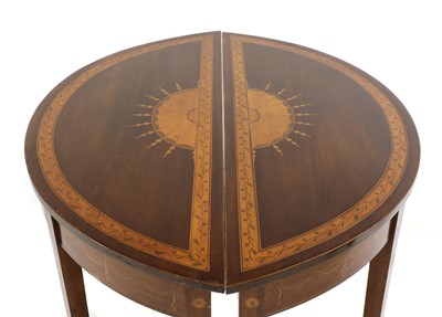 Lot 316 - A pair of George III inlaid mahogany demilune console tables