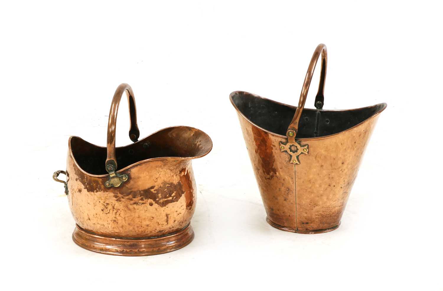 Lot 105 - A Victorian copper coal scuttle of helmet form