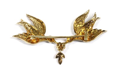 Lot 356 - A silver diamond and assorted gemstone dove brooch
