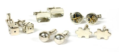 Lot 244 - Five pairs of silver cufflinks