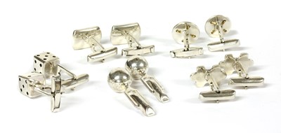 Lot 244 - Five pairs of silver cufflinks