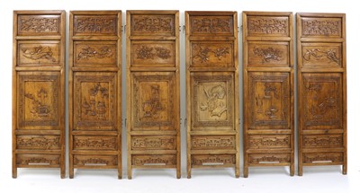 Lot 623 - A set of Chinese six-fold wood screens