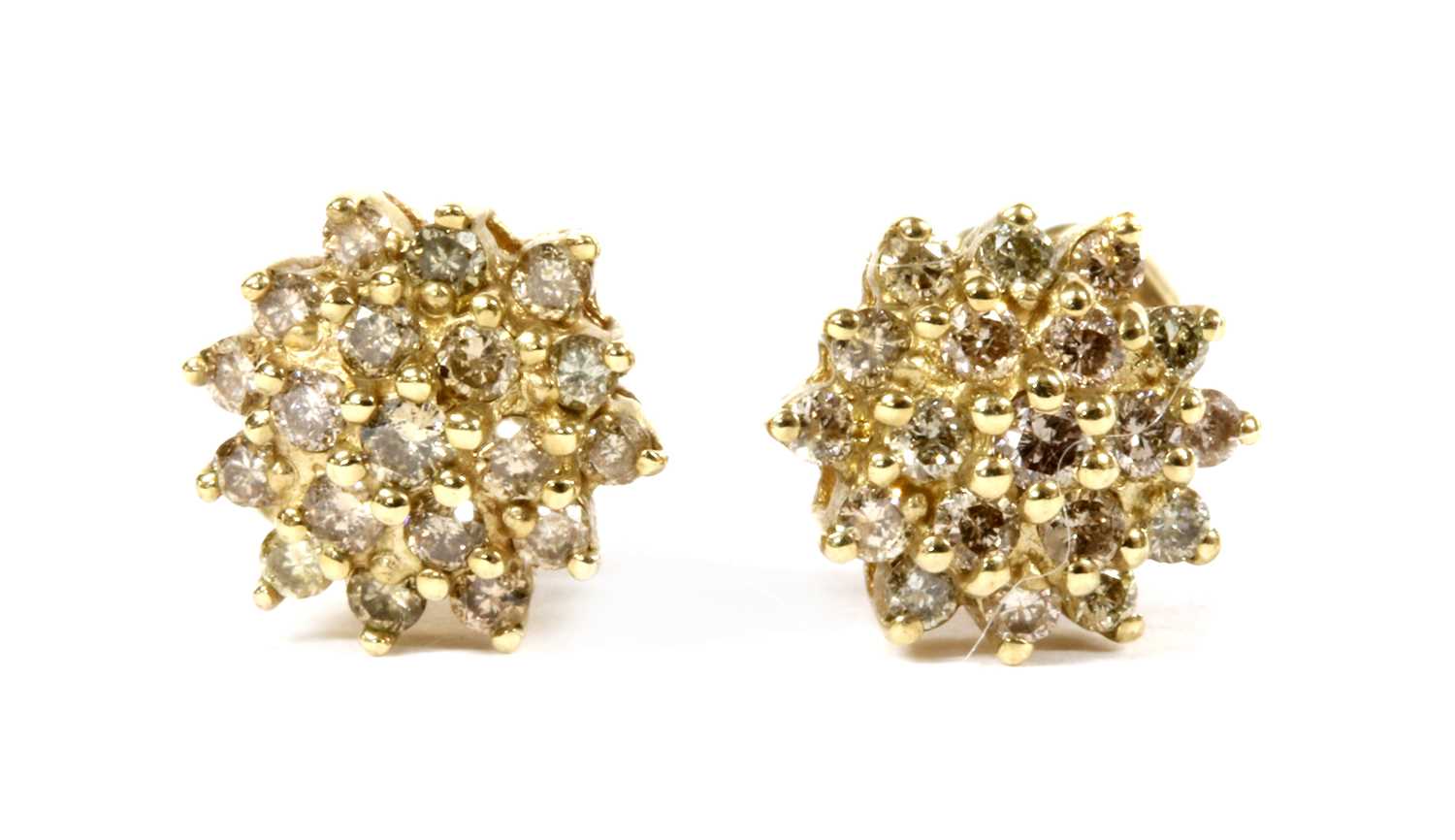 Lot 169 - A pair of gold diamond cluster earrings