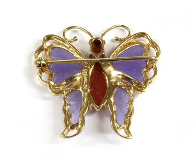 Lot 357 - A 14ct gold jade butterfly brooch