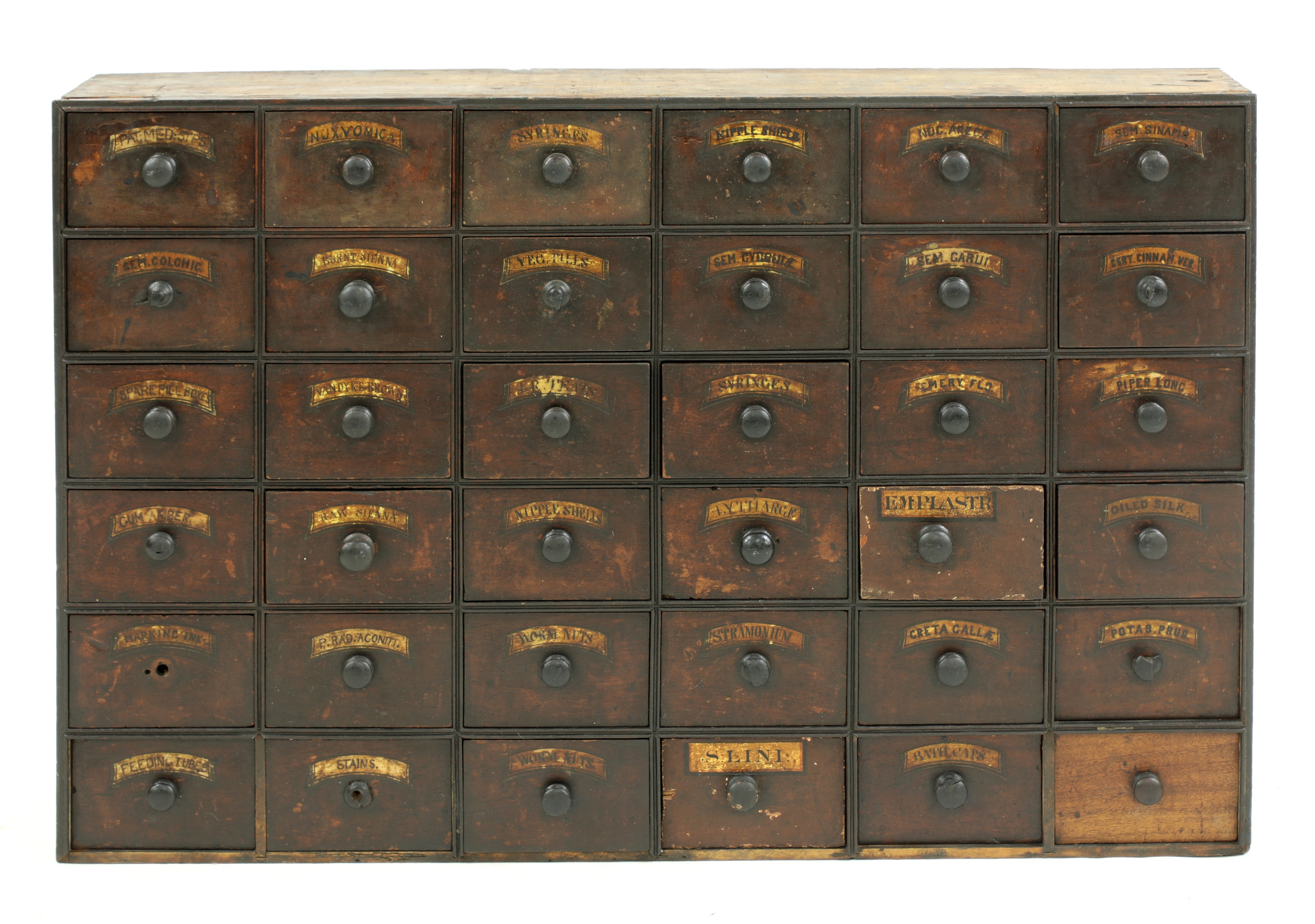 Lot 906 A chest of apothecary drawers,