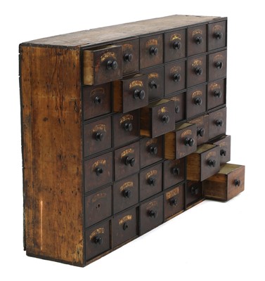 Lot 906 - A chest of apothecary drawers
