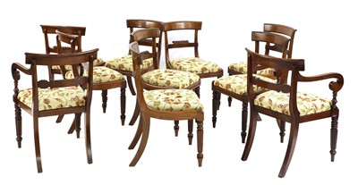 Lot 311 - A set of eight George IV mahogany bar back dining chairs