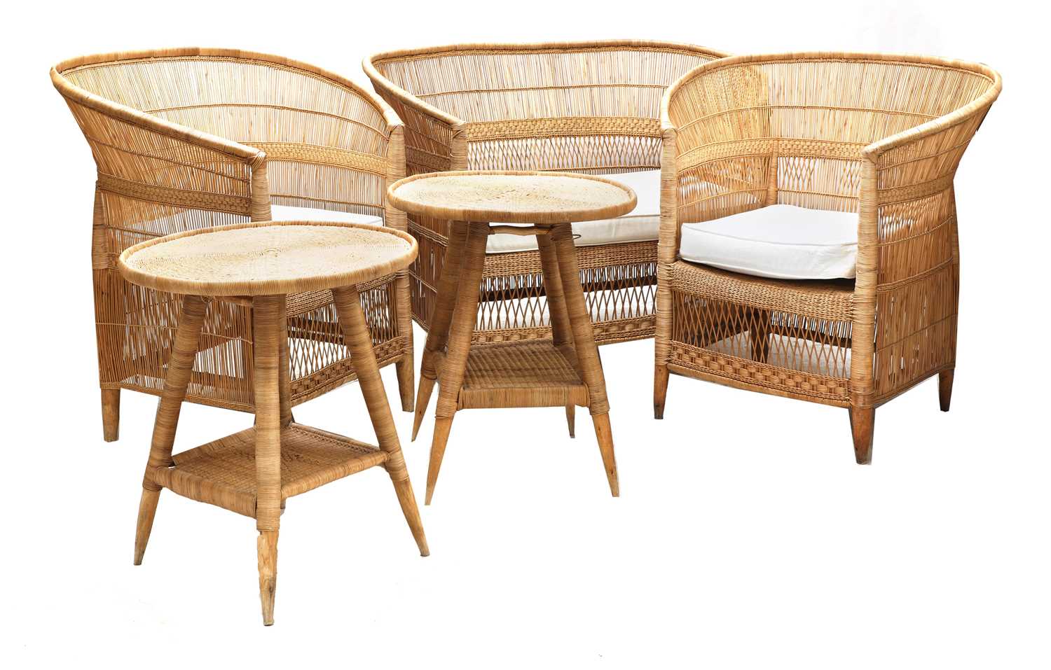 Lot 368 - A five-piece English willow conservatory suite