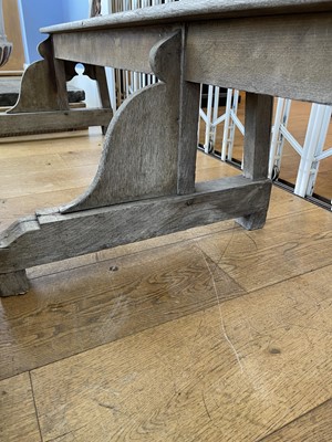 Lot 379 - A pair of French weathered oak benches