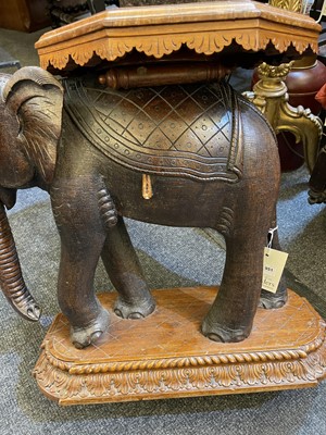 Lot 951 - An Indian sandalwood occasional table in the form of an elephant