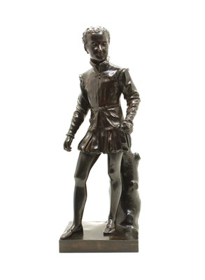 Lot 129 - A bronze figure of a young boy in Elizabethan costume