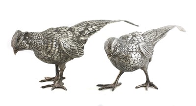 Lot 832 - A pair of large Continental silver pheasants
