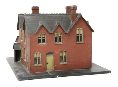 Lot 351 - A wooden model of a red brick villa