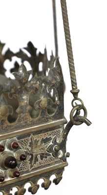 Lot 127 - A silvered brass sanctuary lamp