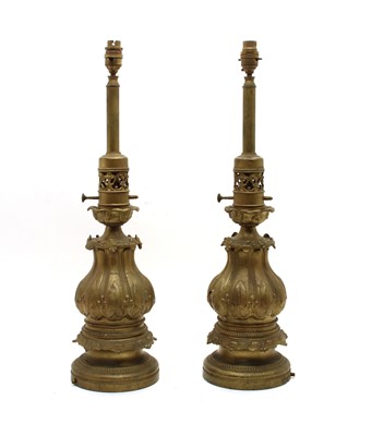 Lot 65A - A pair of gilt spelter oil lamp bases