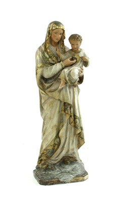 Lot 189 - A French plaster statue of The Virgin and Child