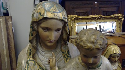 Lot 189 - A French plaster statue of The Virgin and Child