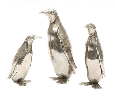 Lot 685 - A group of three Italian silver-plated penguins