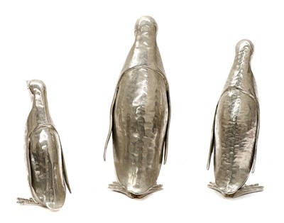 Lot 685 - A group of three Italian silver-plated penguins