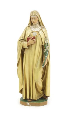 Lot 188 - A polychrome plaster figure of St Juliana Falconieri