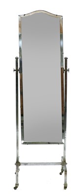 Lot 252 - An Art Deco chrome cheval mirror