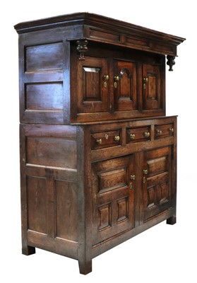 Lot 717 - A George III Welsh oak press cupboard