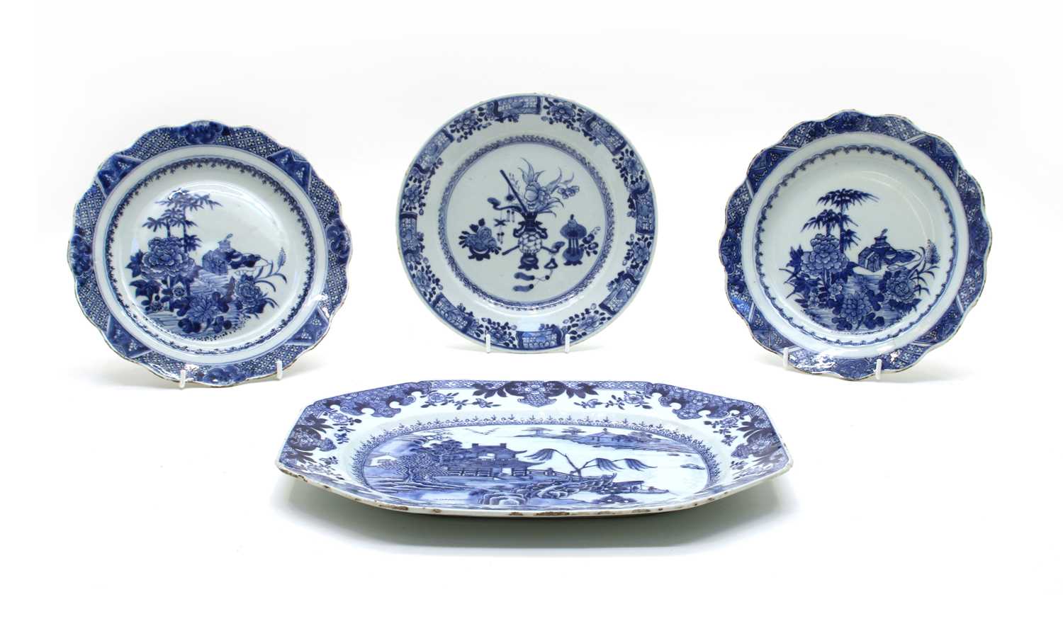 Lot 72 - Seven 19th century Chinese blue and white porcelain plates