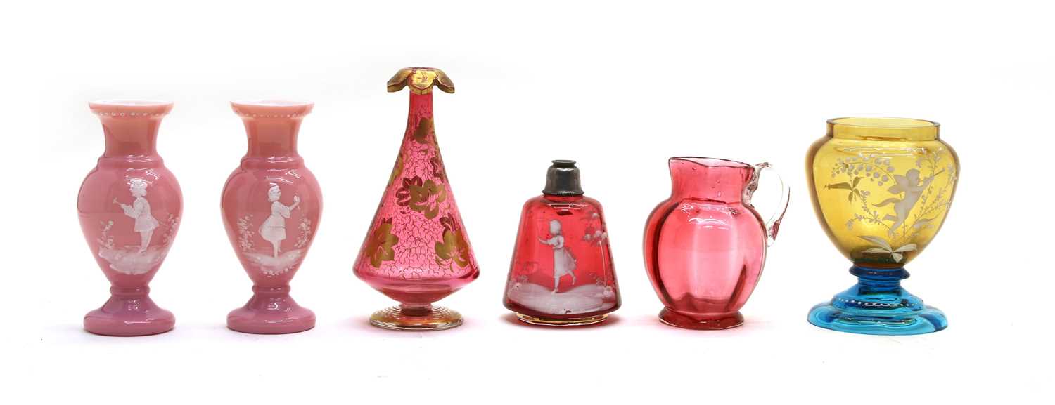 Lot 61 - A ruby 'Mary Gregory' glass atomiser base