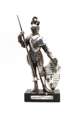 Lot 26 - An Italian silver coloured knight on marble base