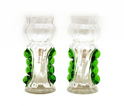 Lot 69 - A pair of clear glass 'Mary Gregory' vases