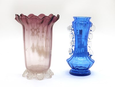 Lot 74 - A blue glass 'Mary Gregory' vase